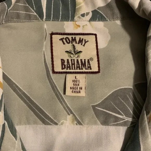 Tommy Bahama Hawaiian Shirt 100% Silk Large Green Button Up Short Sleeve - Picture 2 of 5